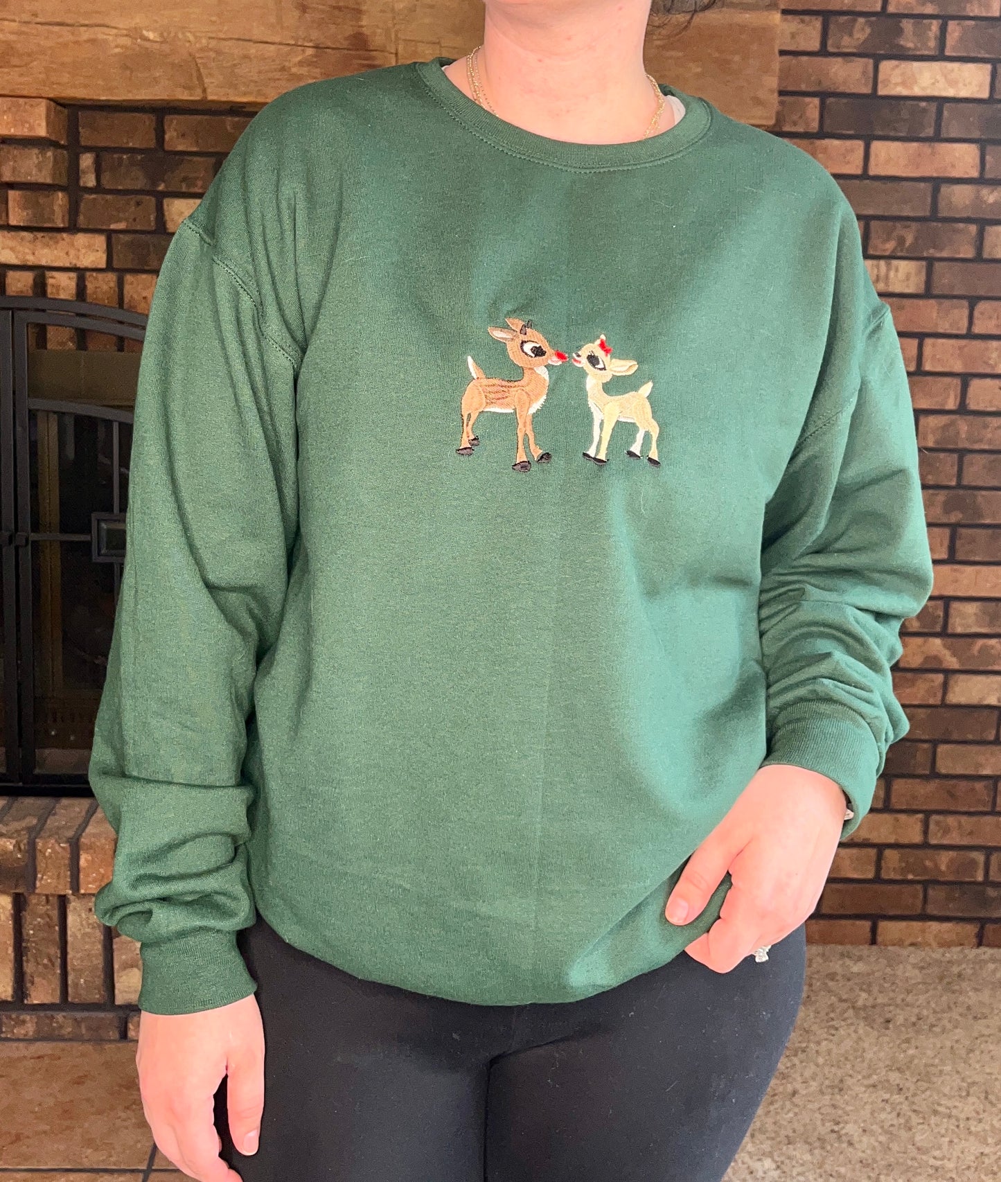 Embroidered Rudolph Crewneck Sweater