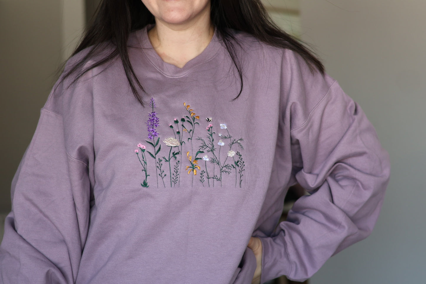 Embroidered Spring Floral Crewneck