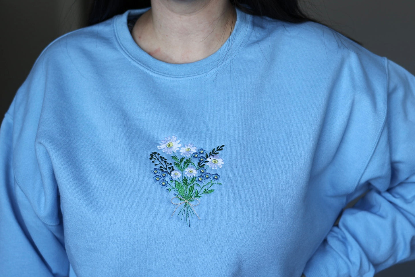 Embroidered Flower Bouquet Crewneck
