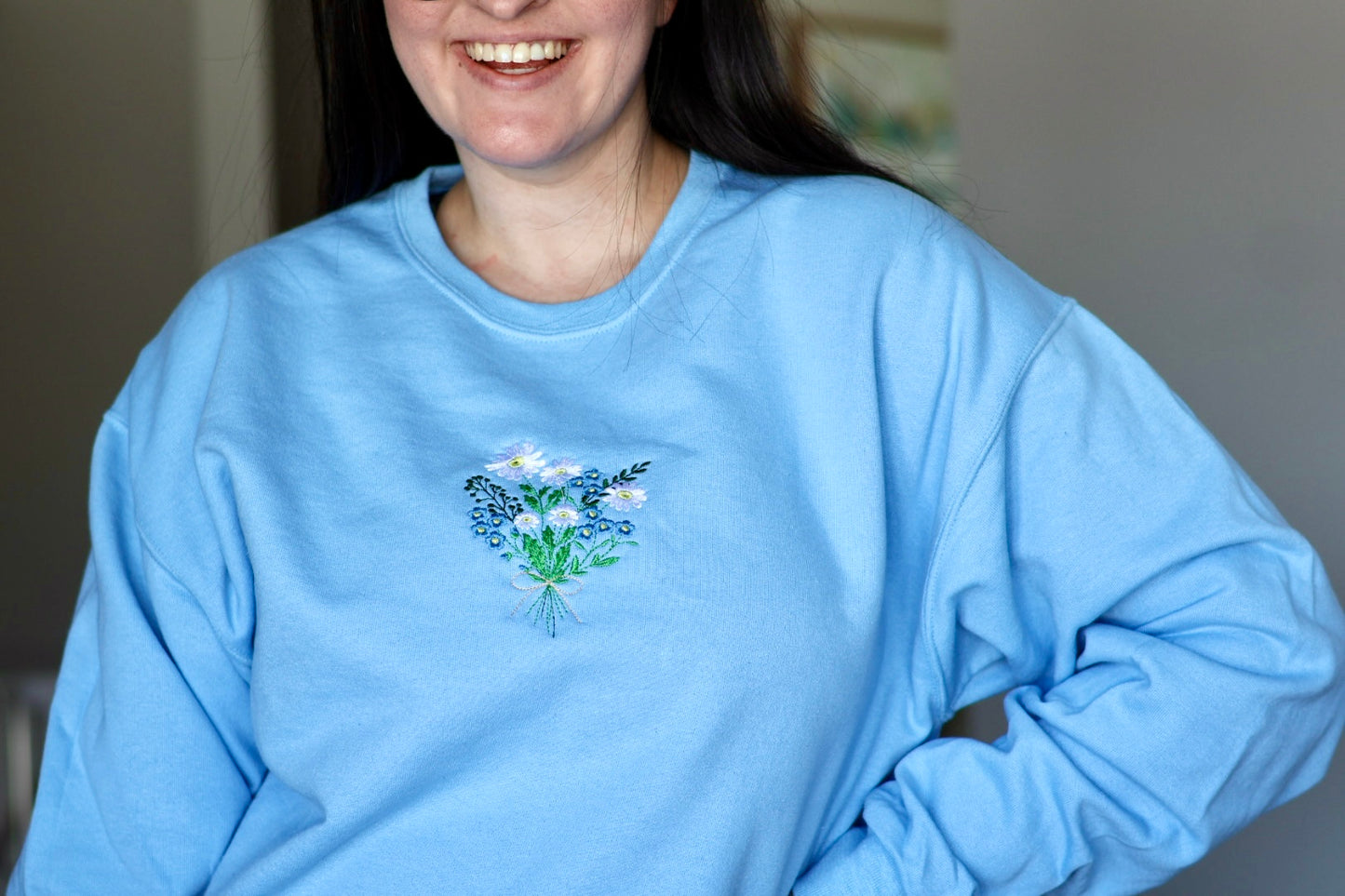 Embroidered Flower Bouquet Crewneck