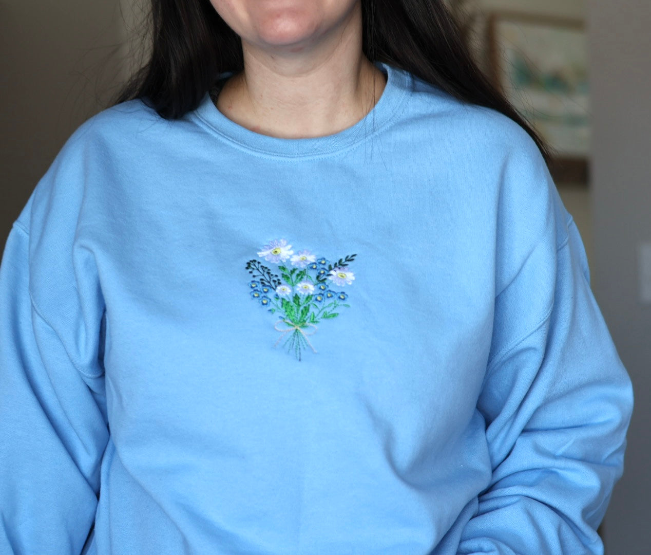 Embroidered Flower Bouquet Crewneck