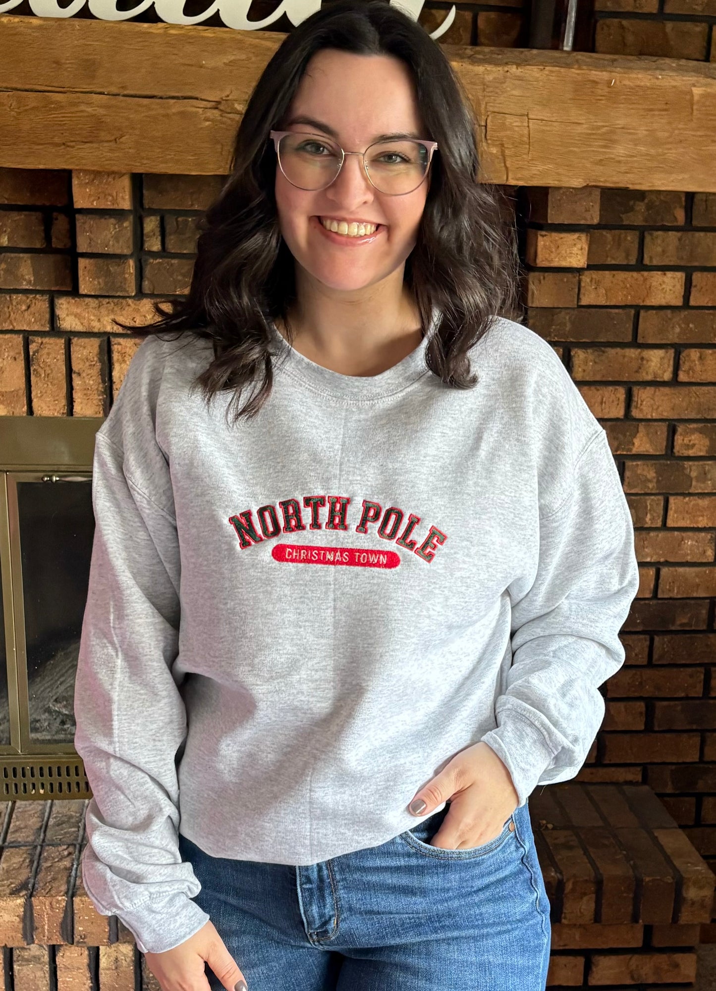 North Pole Embroidered Christmas Sweater