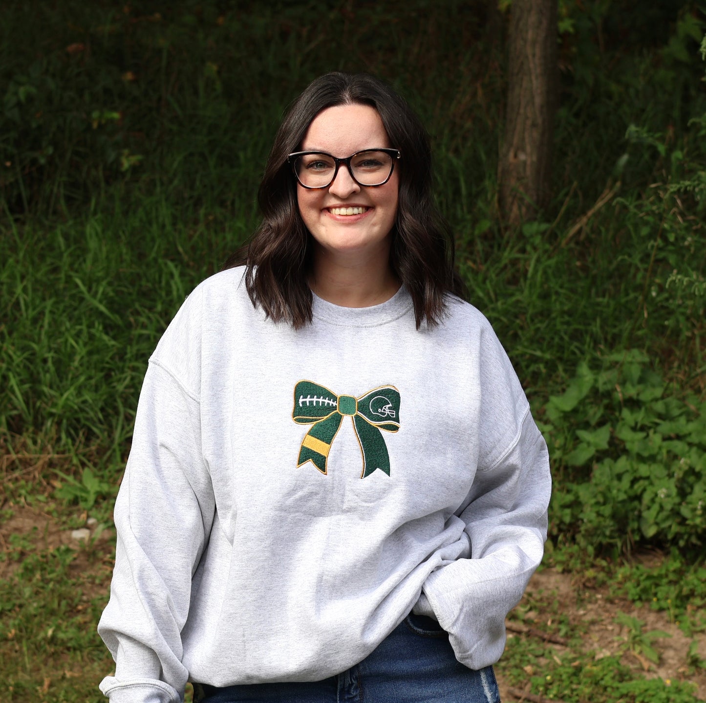 Bow Embroidered Crewneck Sweatshirt