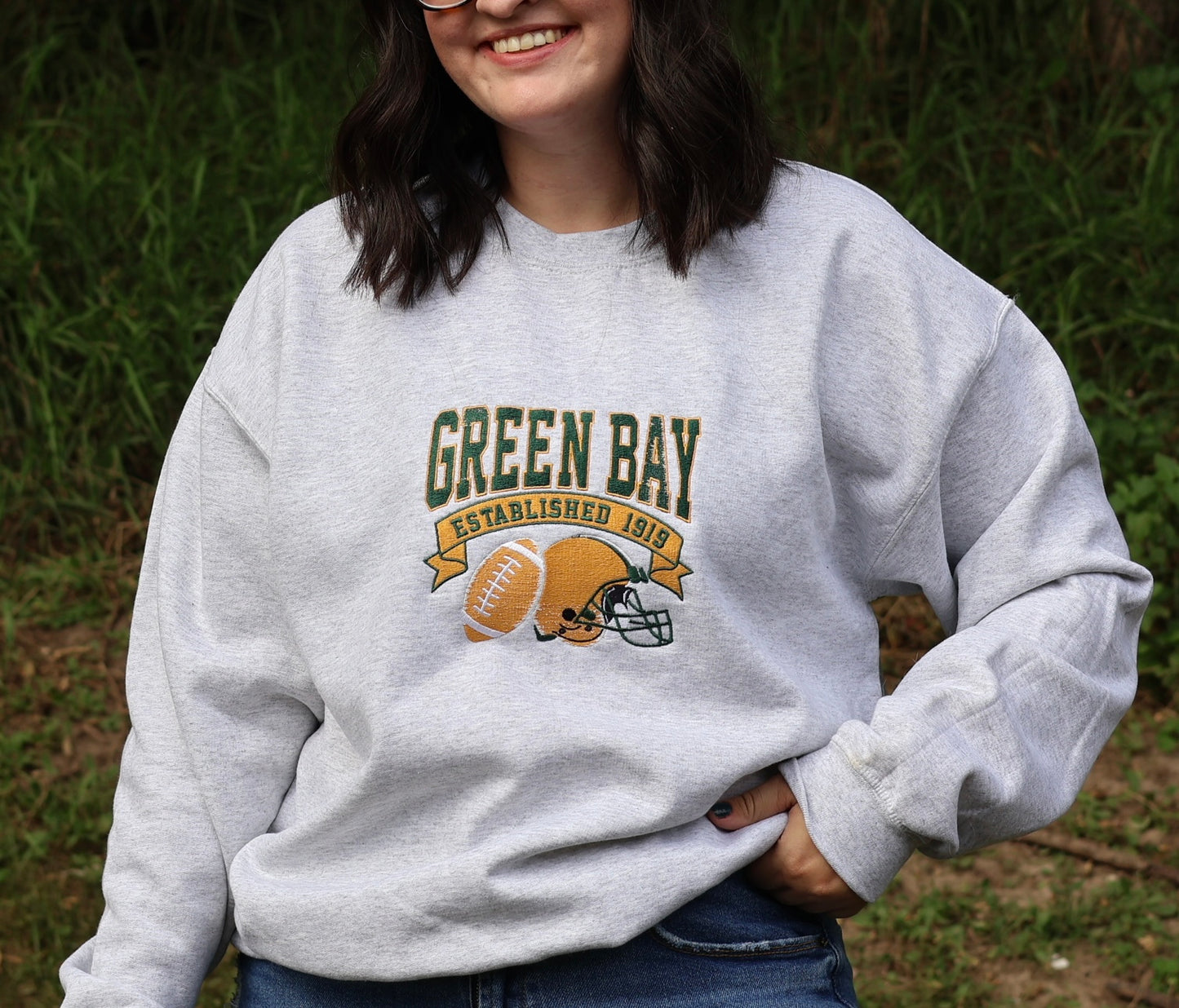 Packer Inspired Embroidered Crewneck Sweatshirt
