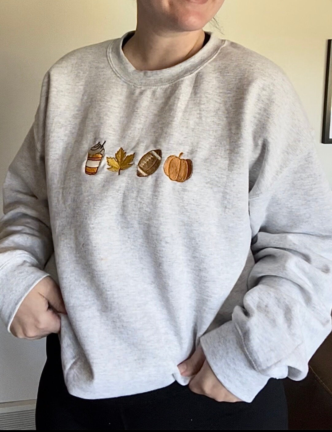 Fall Embroidered Crewneck Sweatshirt