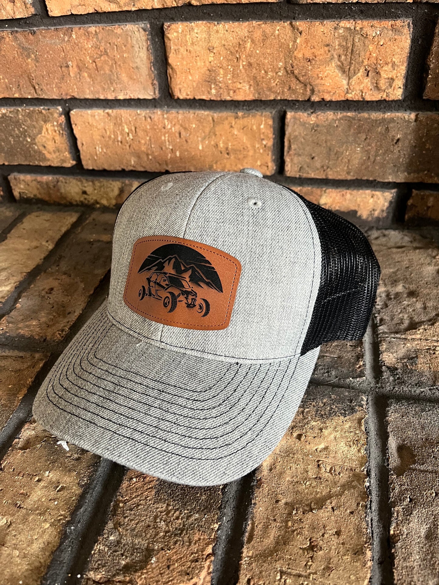 Trucker Hat with Custom Engraved Leather Patch with UTV
