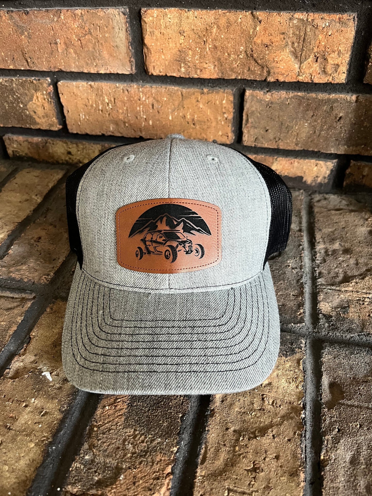 Trucker Hat with Custom Engraved Leather Patch with UTV
