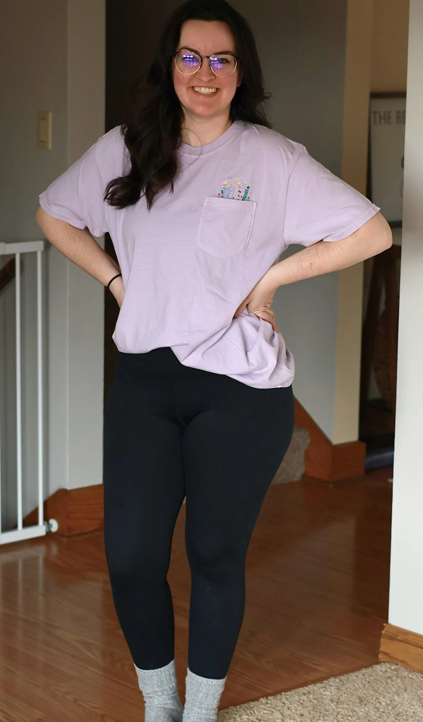Comfort Colors Wildflower Embroidered Pocket Tee