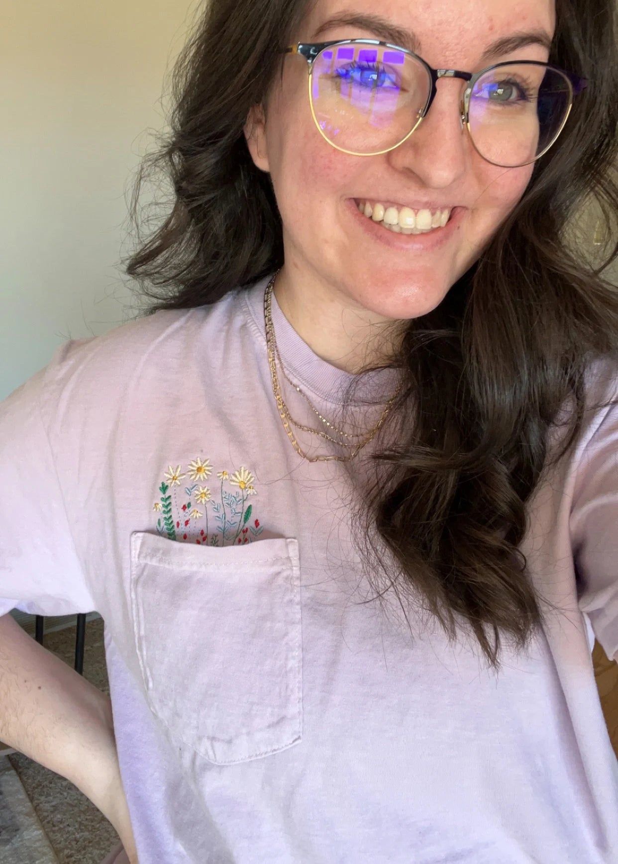 Comfort Colors Wildflower Embroidered Pocket Tee