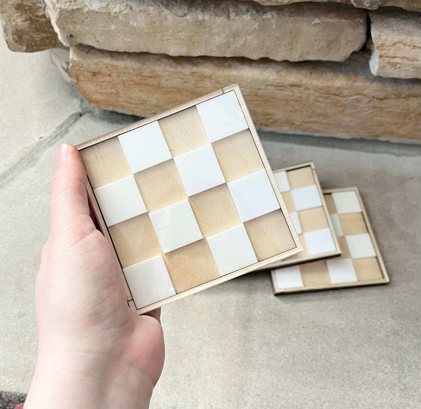 Set of 4 Checkered Coasters