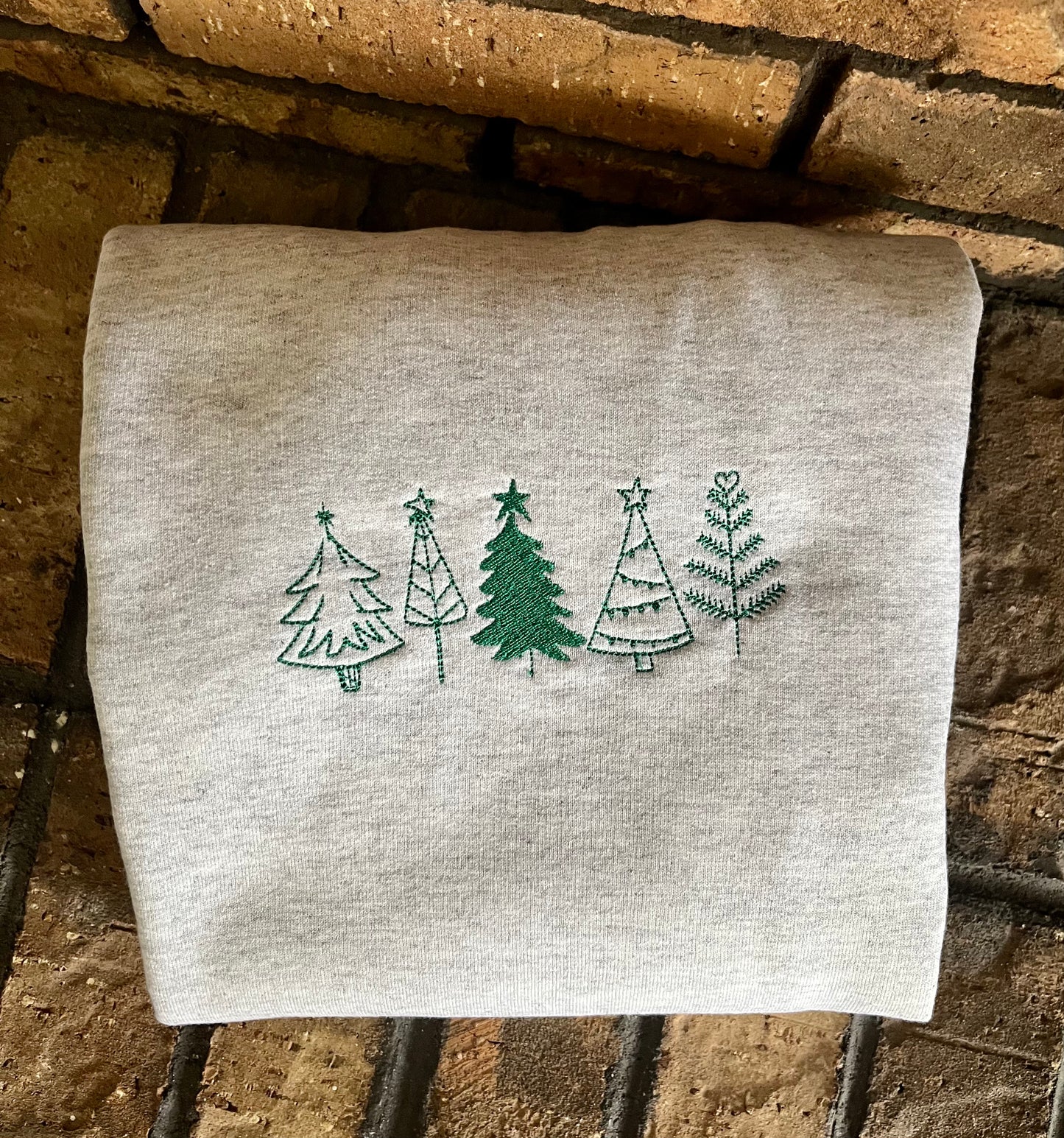 Embroidered Trees Crewneck Sweater