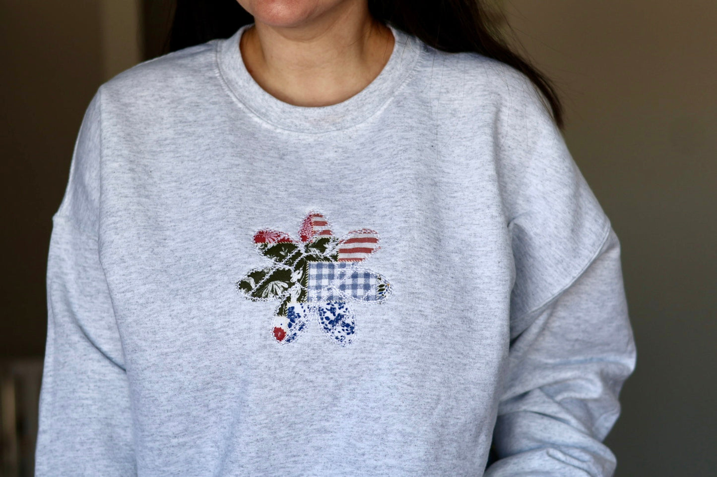 Spring Embroidered Flower Crewneck