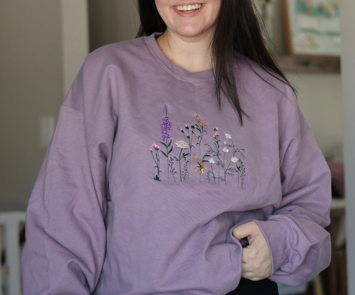 Embroidered Spring Floral Crewneck
