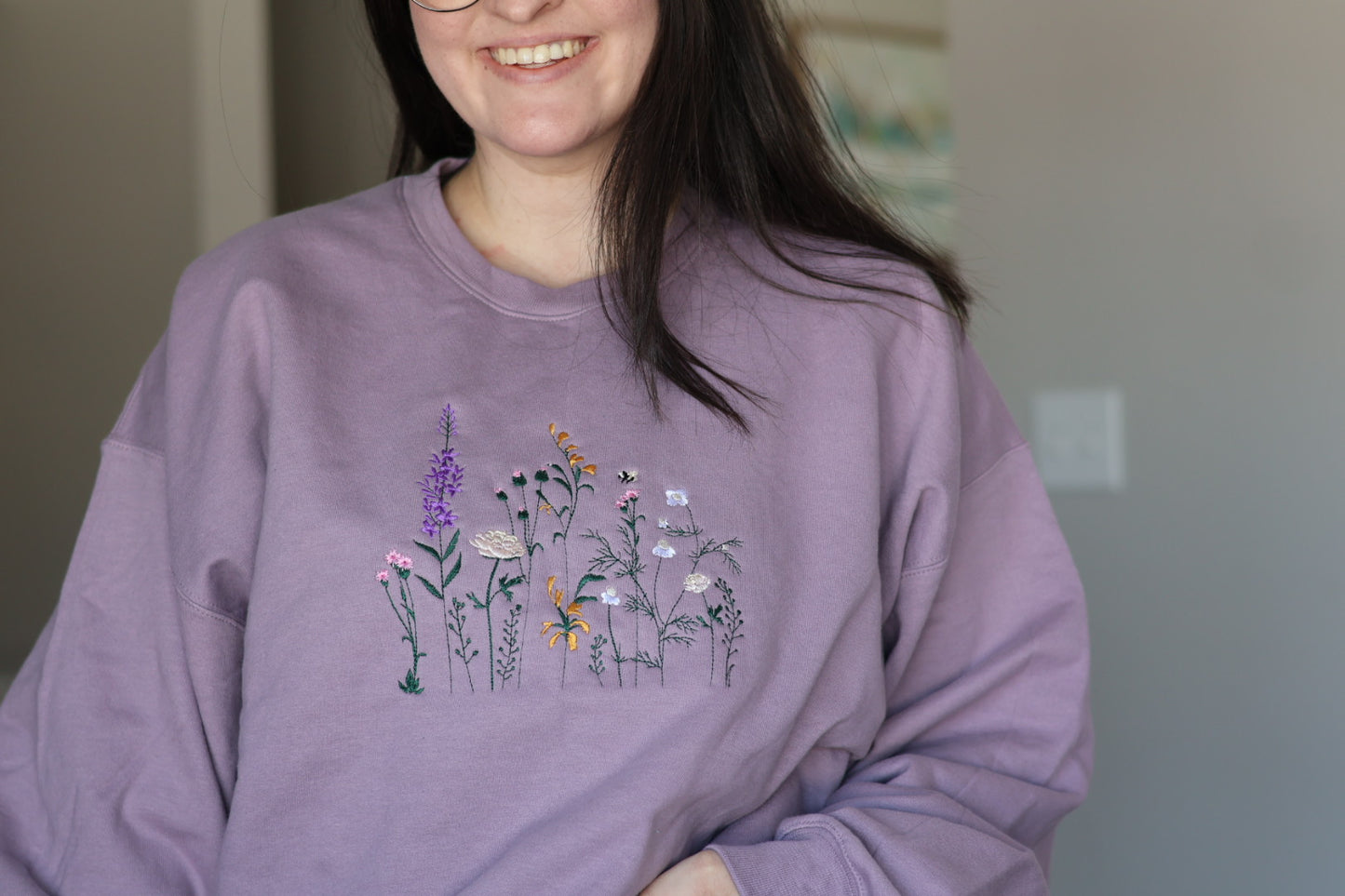 Embroidered Spring Floral Crewneck