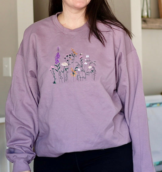 Embroidered Spring Floral Crewneck