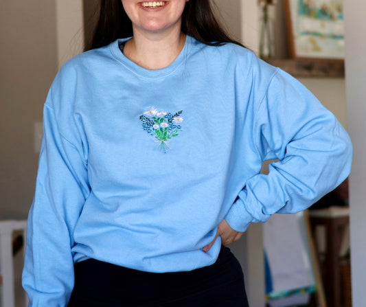 Embroidered Flower Bouquet Crewneck