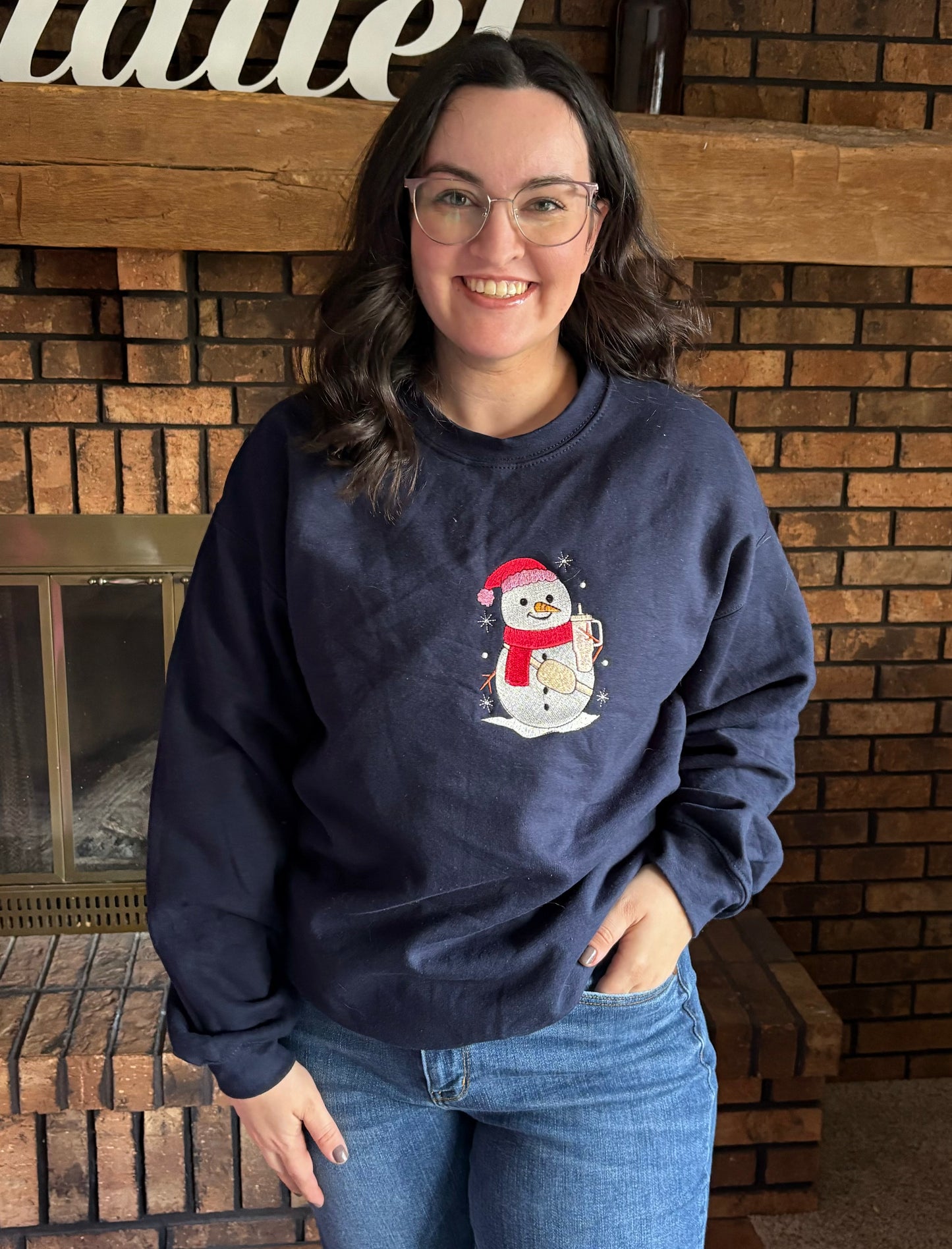 Snowman Embroidered Christmas Sweater