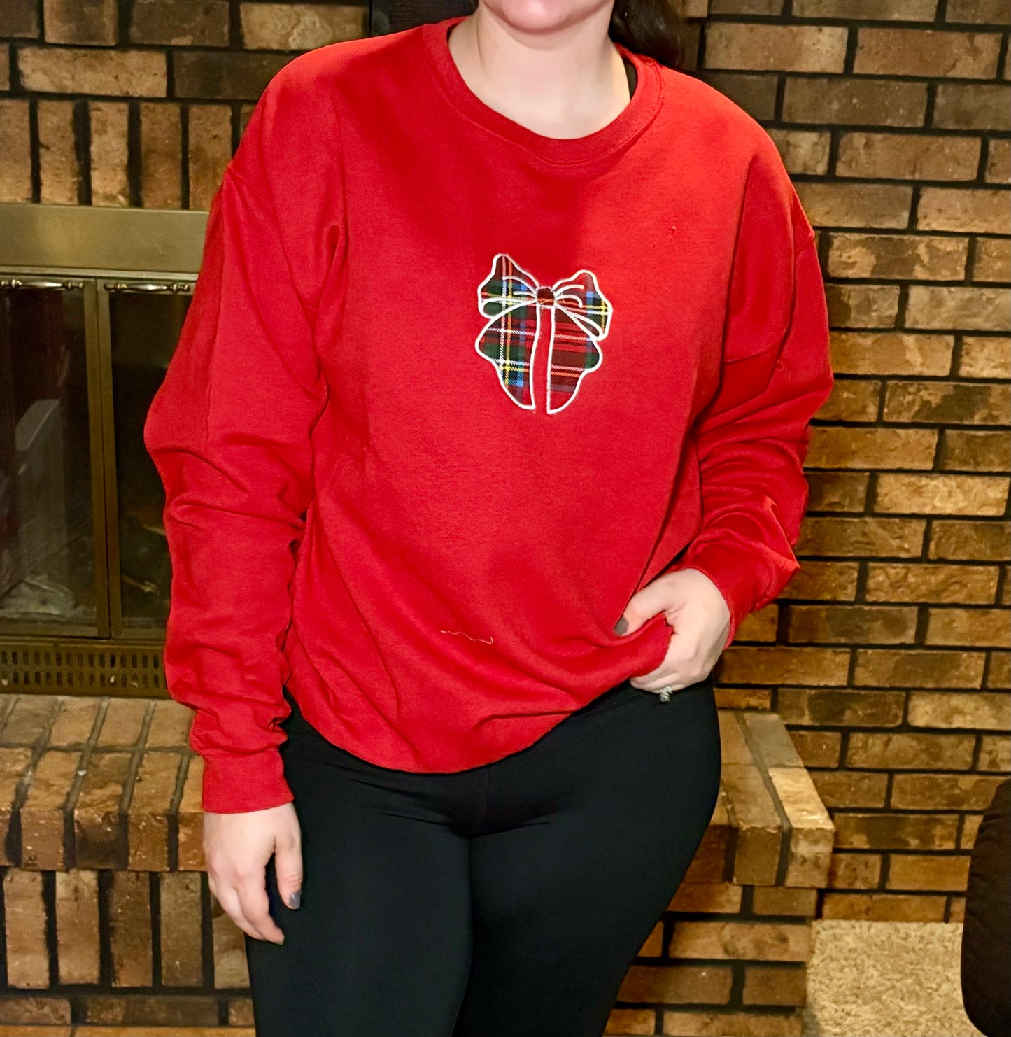 Christmas Bow Embroidered Christmas Sweater