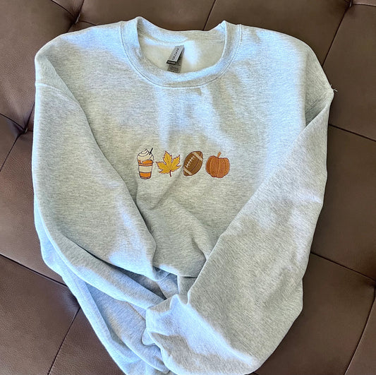 Fall Embroidered Crewneck Sweatshirt