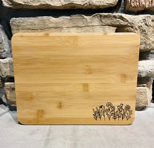 Flower Engraved Cutting Board