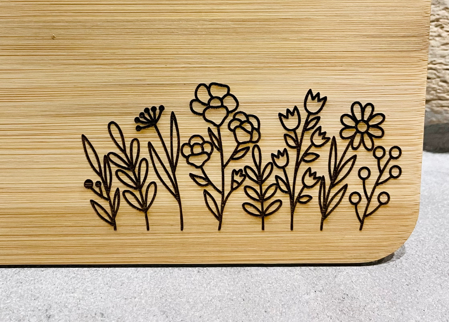 Flower Engraved Cutting Board